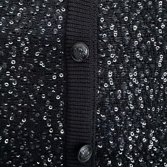 NWT | The Kooples | Black Knit Pencil Midi Skirt | Silver Sequin-Embellished - Picture 3 of 10